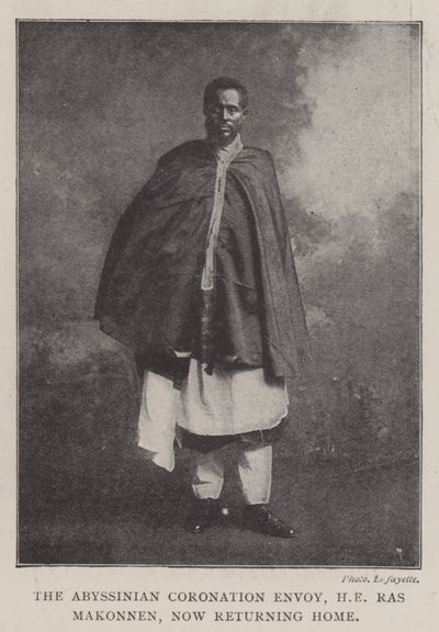 Wysłannik Koronacji Abisyńskiej, JE Ras Makonnen, wraca teraz do domu, 1902 autorstwa English Photographer
