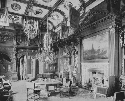 Sala Bankietowa, Knebworth (zdjęcie czarno-białe) autorstwa English Photographer