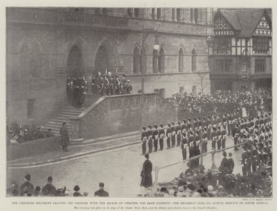 Pułk z Cheshire zostawia swoje barwy u burmistrza Chester w celu zapewnienia bezpieczeństwa, pułk wyrusza w czynną służbę do Republiki Południowej Afryki autorstwa English Photographer