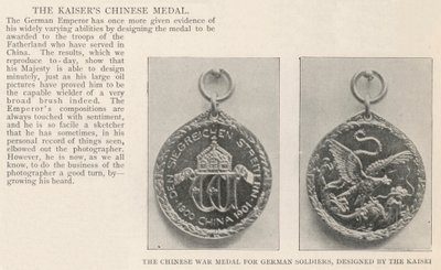 Chiński Medal Wojenny dla Żołnierzy Niemieckich, zaprojektowany przez Kaiser autorstwa English Photographer