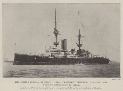 Coming Durbar w Delhi, HMS Renown, który ma przenieść księcia Connaught do Indii autorstwa English Photographer