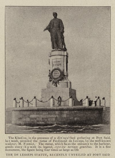 Statua De Lesseps, niedawno odsłonięta w Port Said autorstwa English Photographer