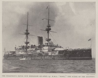 Katastrofalna eksplozja armaty morskiej 14 kwietnia, HMS Mars, miejsce wypadku autorstwa English Photographer