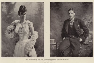 Książę dOrleans, ur. 1869, i księżniczka Helene dOrleans, ur. 1871, syn i córka zmarłego hrabiego de Paris autorstwa English Photographer