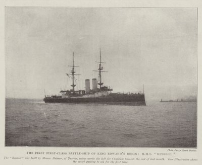 Pierwszy pancernik pierwszej klasy króla Edwardsa, HMS Russell autorstwa English Photographer