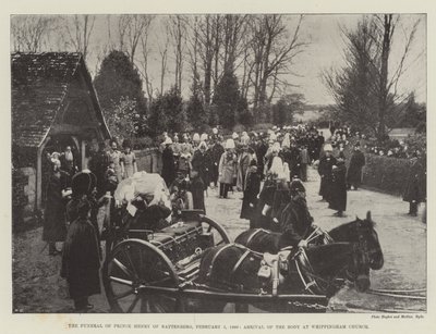 Pogrzeb księcia Henryka z Battenberg, 5 lutego 1896, przybycie ciała do kościoła Whippingham autorstwa English Photographer