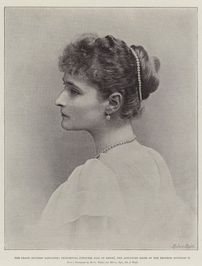 Wielka księżna Aleksandra Fiodorowna (księżna Alix z Hesji), oblubienica cesarza Mikołaja II autorstwa English Photographer