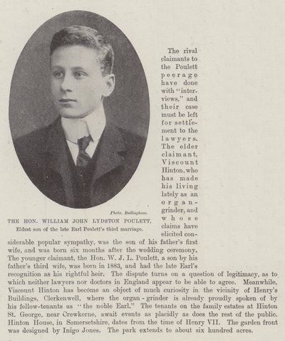 Czcigodny William John Lydston Poulett, najstarszy syn trzeciego małżeństwa zmarłego hrabiego Pouletta autorstwa English Photographer
