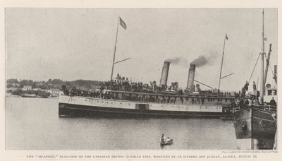 The Islander, okręt flagowy linii Canadian Pacific Alaskan, rozbity przez górę lodową u wybrzeży Juneau na Alasce, 16 sierpnia autorstwa English Photographer