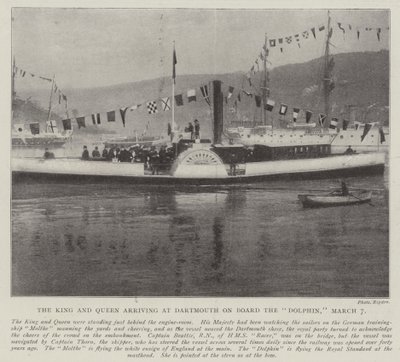 Król i królowa przybywający do Dartmouth na pokładzie delfina, 7 marca autorstwa English Photographer