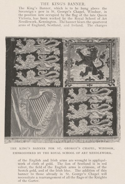 Sztandar Królów do kaplicy św. Jerzego w Windsor, wyhaftowany przez Royal School of Art Needlework autorstwa English Photographer