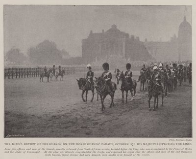 Kings Review of the Guards on the Horse Guards Parade, 27 października, Jego Wysokość dokonuje inspekcji linii autorstwa English Photographer