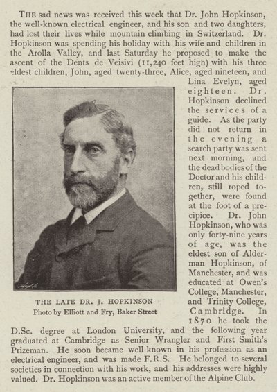 Późny dr J Hopkinson autorstwa English Photographer