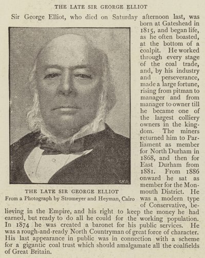 Późny Sir George Elliot autorstwa English Photographer
