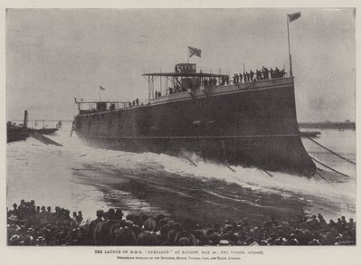 Wodowanie HMS Euryalus w Barrow, 20 maja, statek na wodzie autorstwa English Photographer