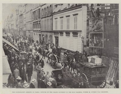Nacjonalistyczne aresztowania w Paryżu, biura Wielkiego Zachodu przy rue Chabrol, gdzie oblegany był M Guerin autorstwa English Photographer