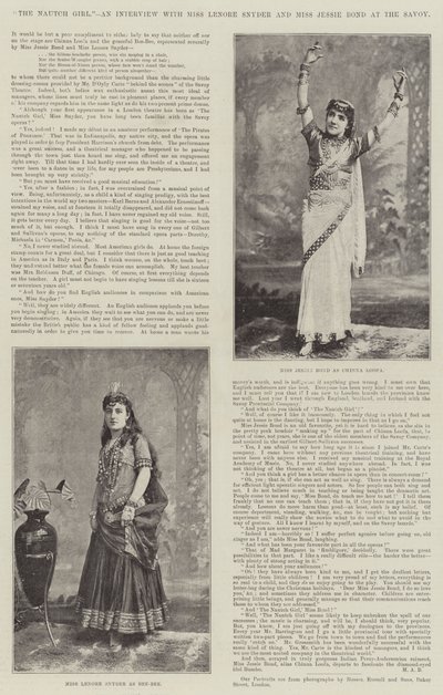 The Nautch Girl, wywiad z panną Lenore Snyder i panną Jessie Bond w Savoy autorstwa English Photographer