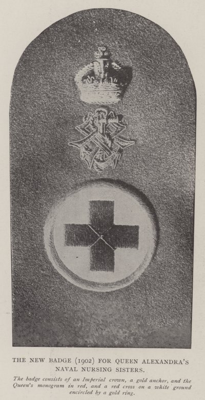 Nowa odznaka (1902) dla Sióstr Pielęgniarek Marynarki Wojennej Królowej Aleksandry autorstwa English Photographer