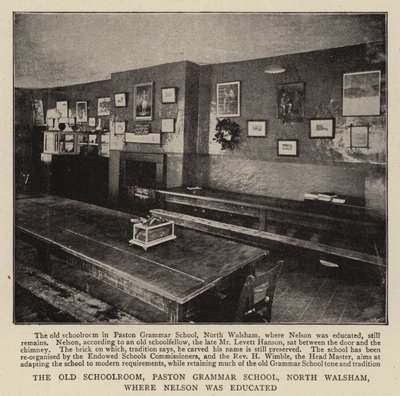 Old Schoolroom, Paston Grammar School, North Walsham, gdzie kształcił się Nelson autorstwa English Photographer