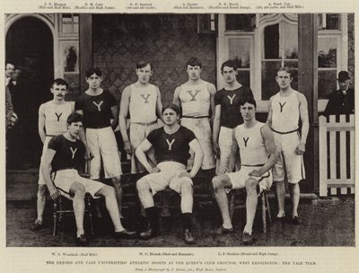 Uniwersytety Oxford i Yale Athletic Sports w Queens Club Grounds, West Kensington, Yale Team autorstwa English Photographer