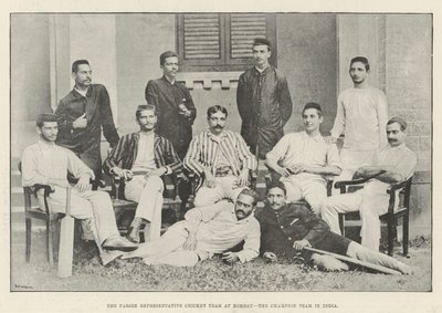 Reprezentacyjna drużyna krykieta Parsee w Bombaju, drużyna mistrzów w Indiach autorstwa English Photographer