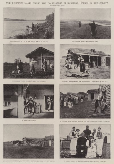 Mania religijna wśród Doukhoborów w Manitobie, sceny w kolonii autorstwa English Photographer