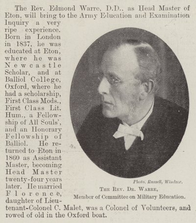 Wielebny dr Warre, członek Komisji Edukacji Wojskowej autorstwa English Photographer
