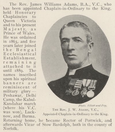 Wielebny JW Adams, VC, mianował kapelana ordynariusza króla autorstwa English Photographer