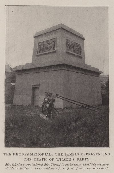 Pomnik Rhodesa, panele przedstawiające śmierć Wilsona autorstwa English Photographer