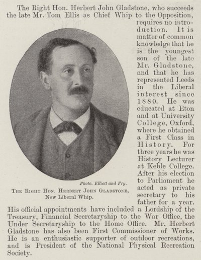 Wielce Szanowny Herbert John Gladstone, Nowy Liberalny Bicz autorstwa English Photographer