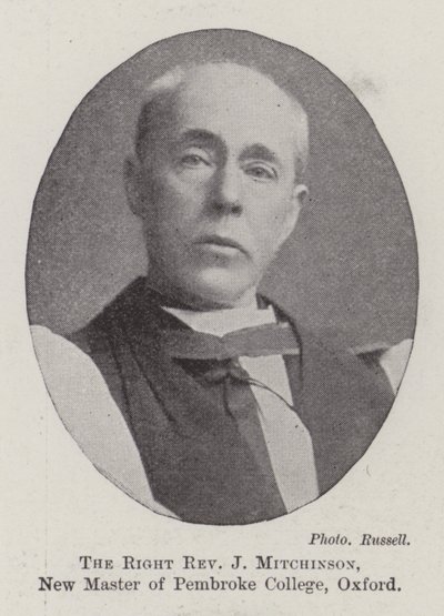 Właściwy wielebny J Mitchinson, nowy magister Pembroke College w Oksfordzie autorstwa English Photographer