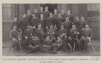 Więźniowie Roodeval, oficerowie 4. milicji Derbyshire (Sherwood Foresters) schwytani przez Burów 7 czerwca autorstwa English Photographer