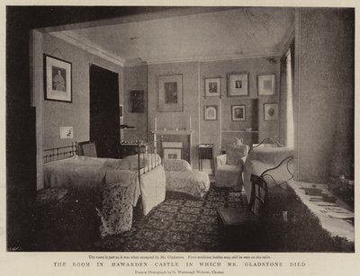 Pokój w zamku Hawarden, w którym zmarł pan Gladstone autorstwa English Photographer