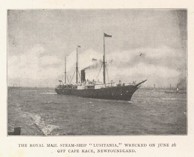 Parowiec Royal Mail Lusitania, zatonął 26 czerwca u wybrzeży Cape Race, Nowa Fundlandia autorstwa English Photographer