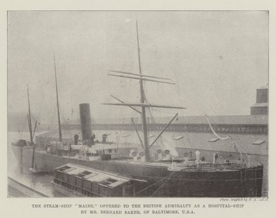 Parowiec Maine, oferowany Admiralicji Brytyjskiej jako statek szpitalny przez pana Bernarda Bakera z Baltimore, USA autorstwa English Photographer