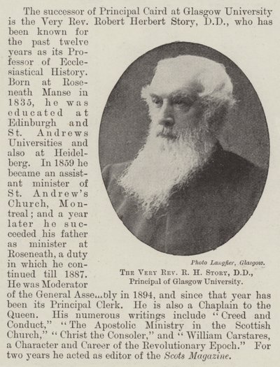 The Very Reverend RH Story, DD, dyrektor Glasgow University autorstwa English Photographer