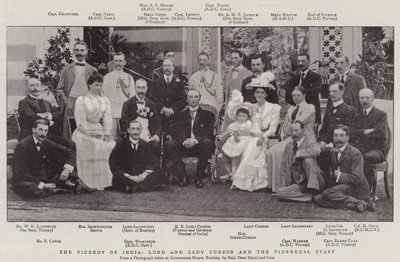 Wicekról Indii, Lord i Lady Curzon oraz sztab Vigeregal autorstwa English Photographer