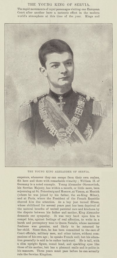 Młody król Aleksander Serbii autorstwa English Photographer