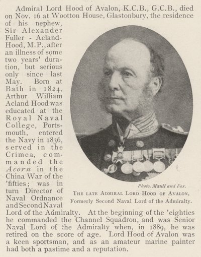 Nieżyjący już admirał lord Hood z Avalon, dawniej drugi lord marynarki admiralicji autorstwa English Photographer