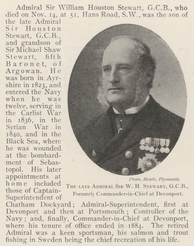 Nieżyjący już admirał Sir WH Stewart, GCB, wcześniej głównodowodzący w Devonport autorstwa English Photographer