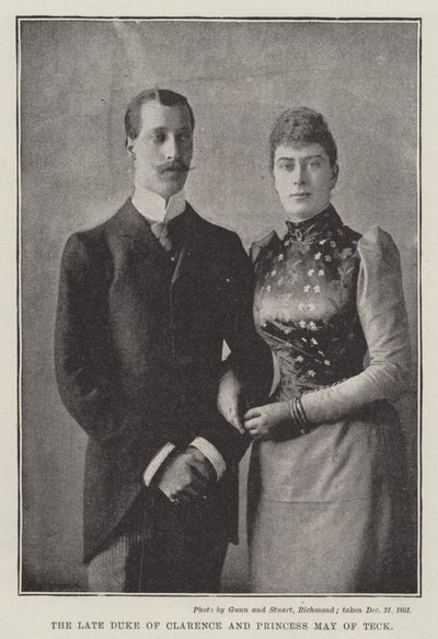 Nieżyjący książę Clarence i księżniczka May of Teck autorstwa English Photographer