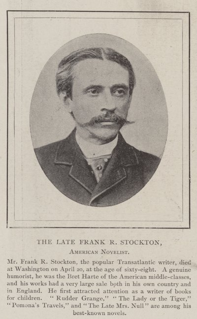 Nieżyjący już Frank R Stockton, amerykański powieściopisarz autorstwa English Photographer