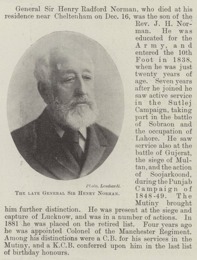 Nieżyjący już generał Sir Henry Norman autorstwa English Photographer