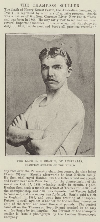 Nieżyjący już H E Searle z Australii, mistrz Sculler of the World autorstwa English Photographer