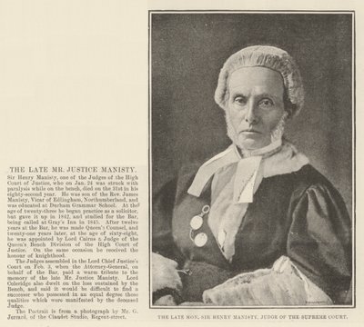 Nieżyjący już szanowny sir Henry Manisty, sędzia Sądu Najwyższego autorstwa English Photographer