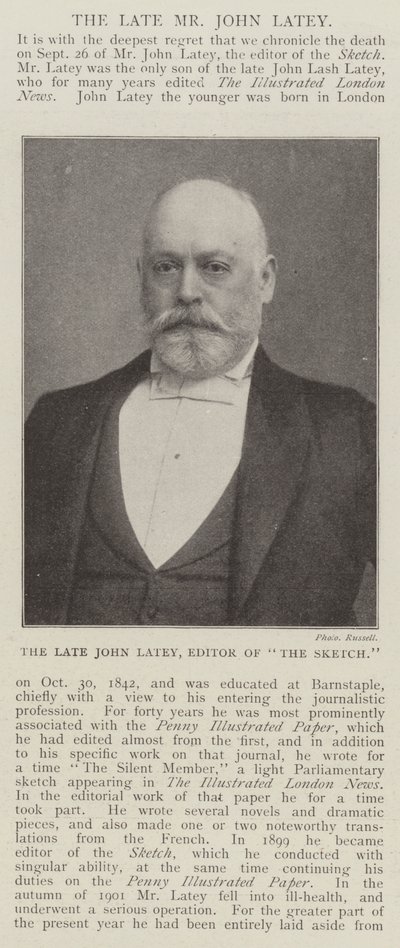 Nieżyjący już John Latey, redaktor The Sketch autorstwa English Photographer