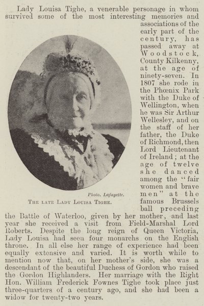 Zmarła Lady Louisa Tighe autorstwa English Photographer