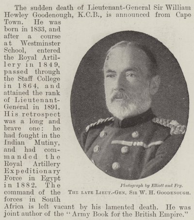 Nieżyjący generał porucznik Sir WH Goodenough autorstwa English Photographer