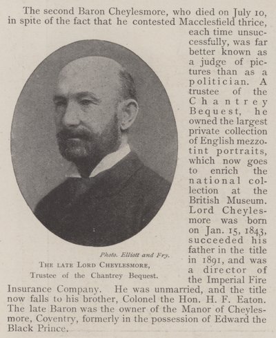 Nieżyjący już lord Cheylesmore, powiernik Chantrey Bequest autorstwa English Photographer