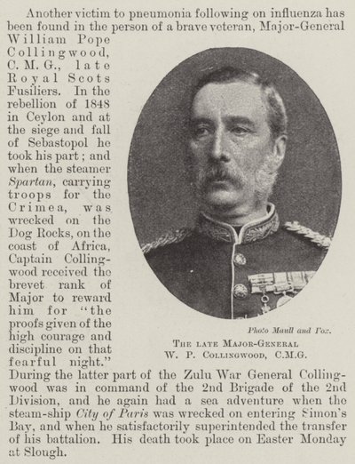 Nieżyjący generał major WP Collingwood, CMG autorstwa English Photographer